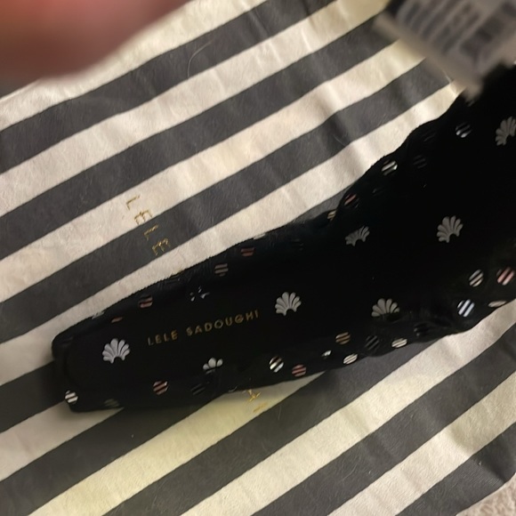 NWT Lele Sadoughi Dotted Velvet Knotted Headband Black - Picture 6 of 6